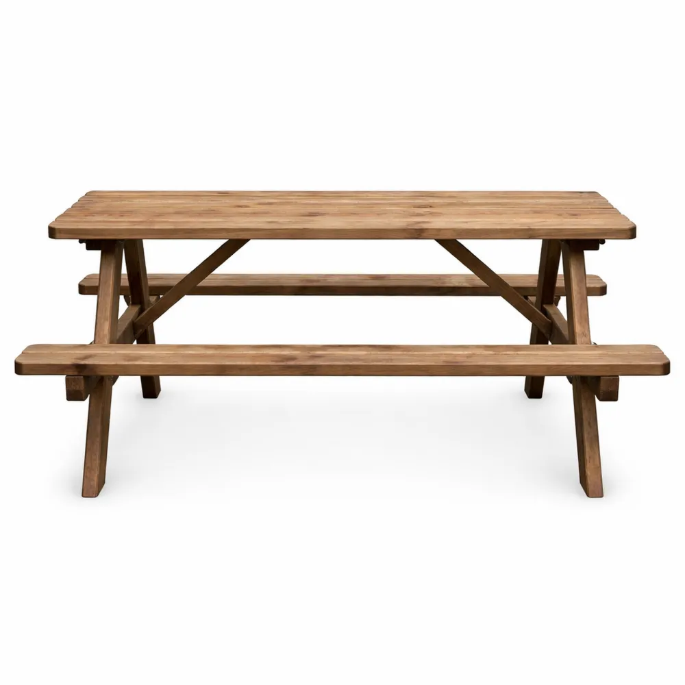 Tavolo da Picnic con 2 Panche Integrate in Legno Massiccio per Giardini