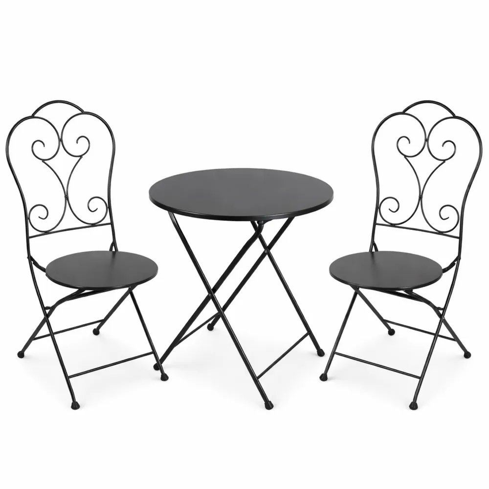 Set da Giardino Pieghevole 3 Pezzi - Tavolo e Sedie per Esterno, Balcone, Terrazza