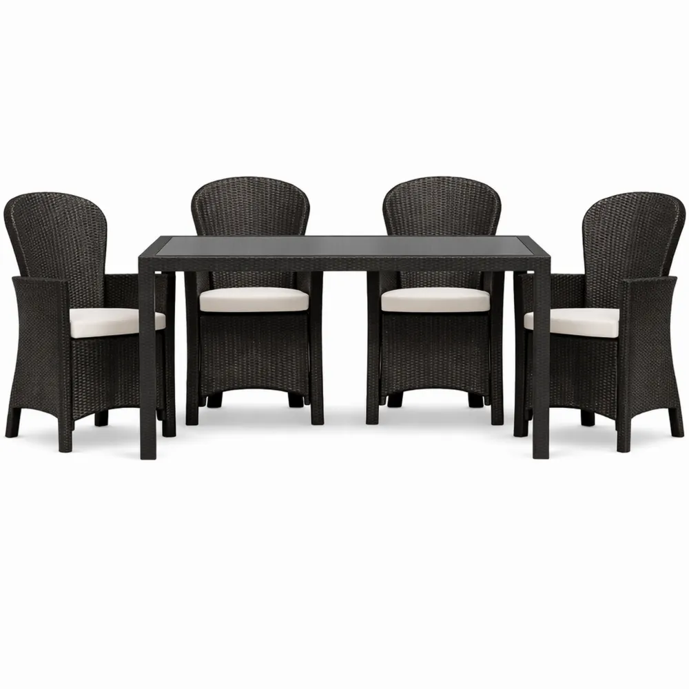 Tavolo da Giardino Multiuso in Effetto Rattan, 150x90x72 cm, Antracite