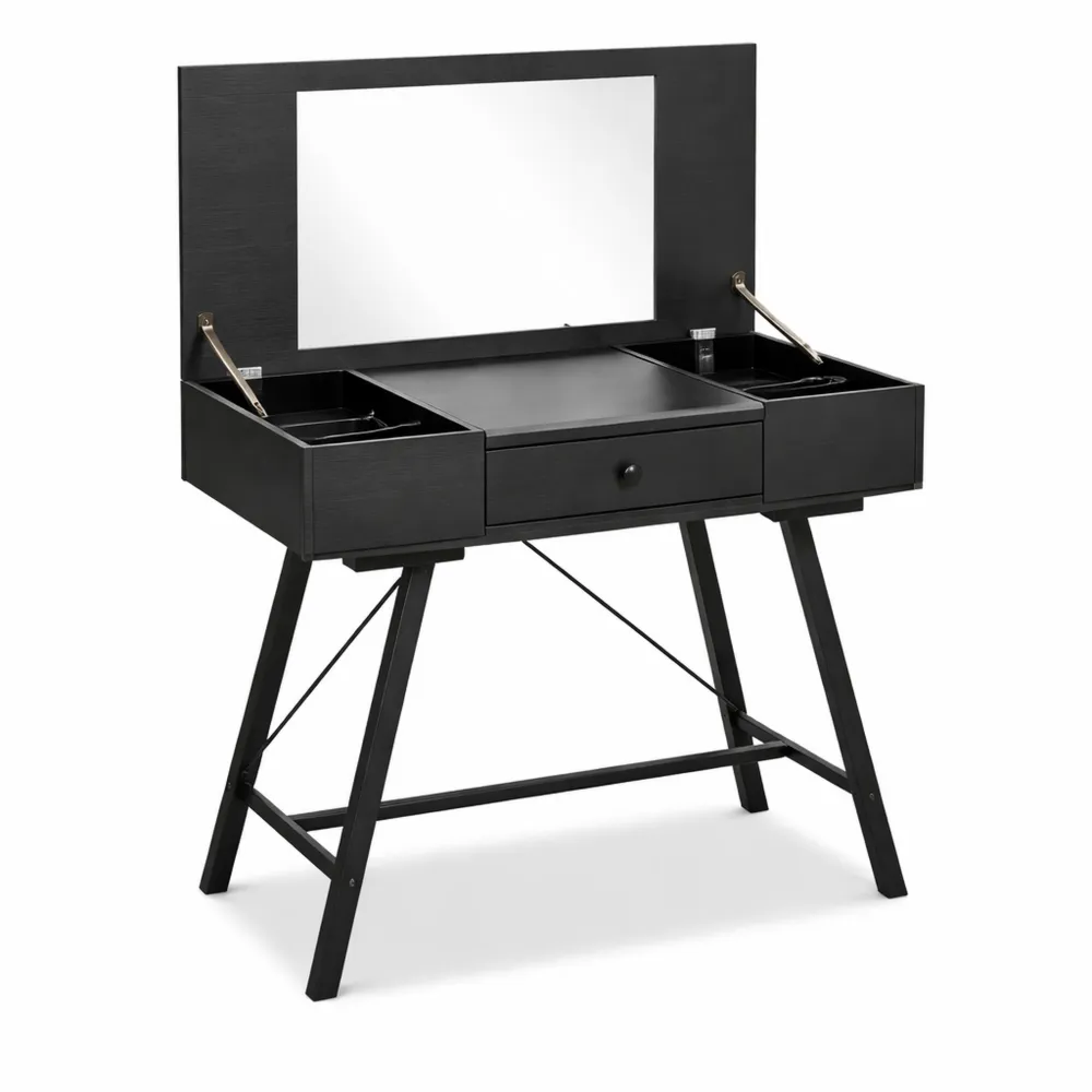 Tavolo da Trucco Pieghevole 2 in 1 con Specchio e Stazione di Ricarica