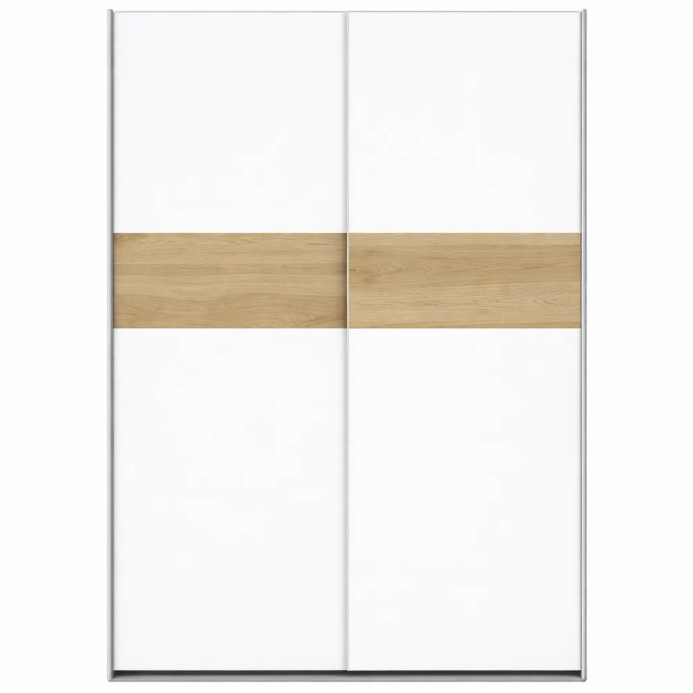 Armadio ad ante scorrevoli in legno, bianco e rovere, 61,2 x 150 x 190,5 cm