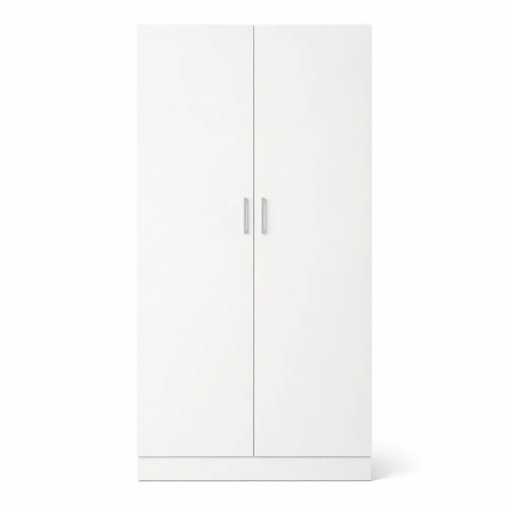 Armadio a Due Ante per Camera da Letto, Cabina Portabiti, 79x51x203 cm, Bianco Opaco