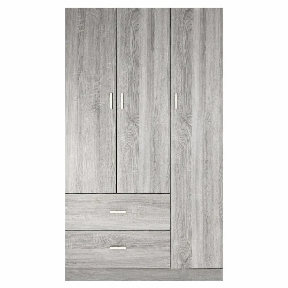 Guardaroba a Tre Ante con Cassetti e Ripiani, Salvaspazio per Camera, Colori Diversi