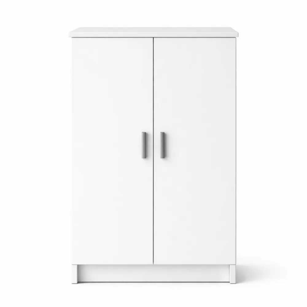 Armadio multifunzionale a due ante con sei ripiani, bianco