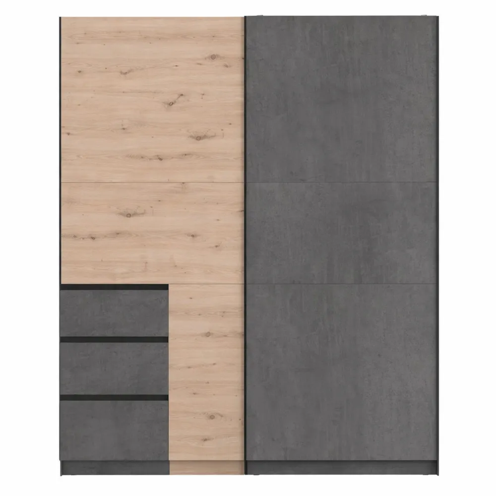 Armadio in legno laminato con ante scorrevoli, due colorazioni, 200x200x61 cm