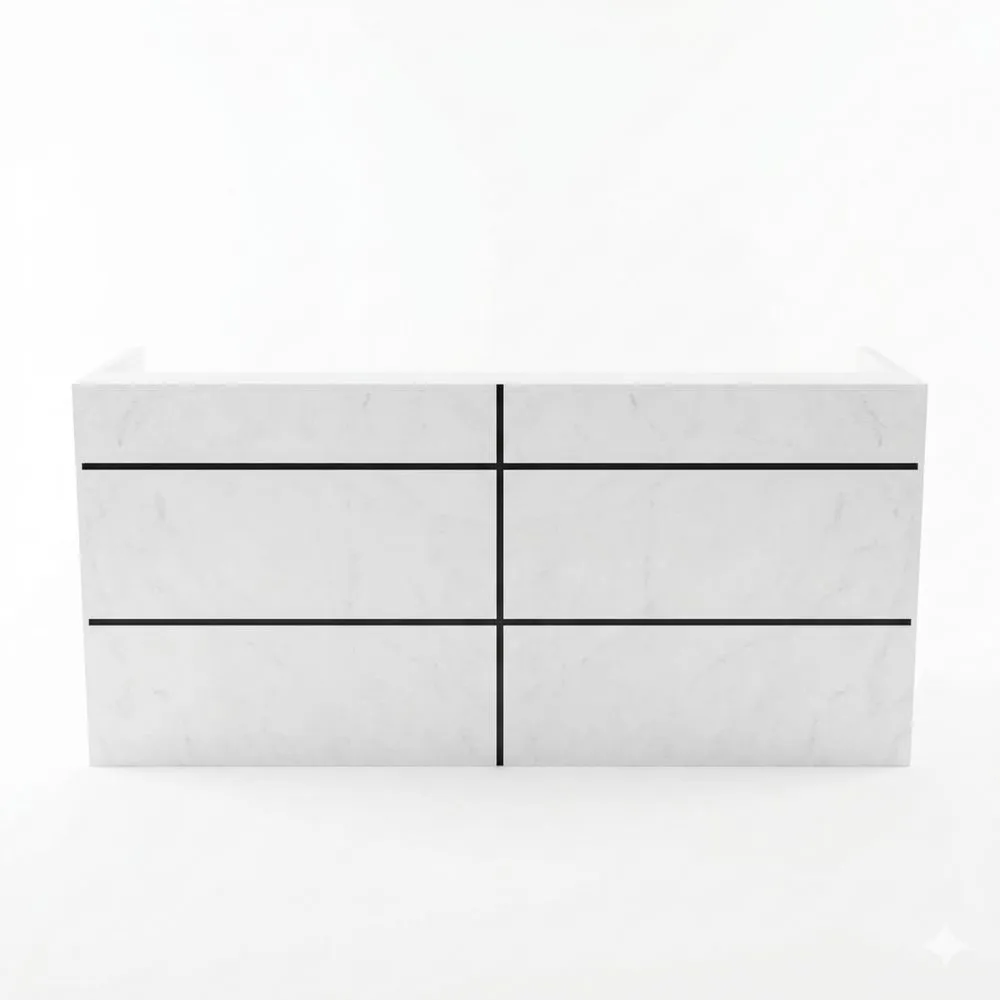 Moderne Empfangstheke mit großzügiger Arbeitsfläche, Weiß