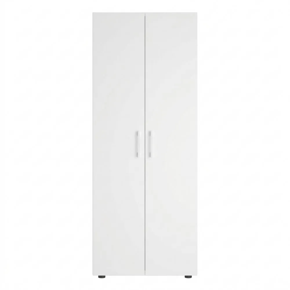 Mehrzweckschrank mit Staubsaugerfach und Stauraum, Weiß, 176x33x60 cm