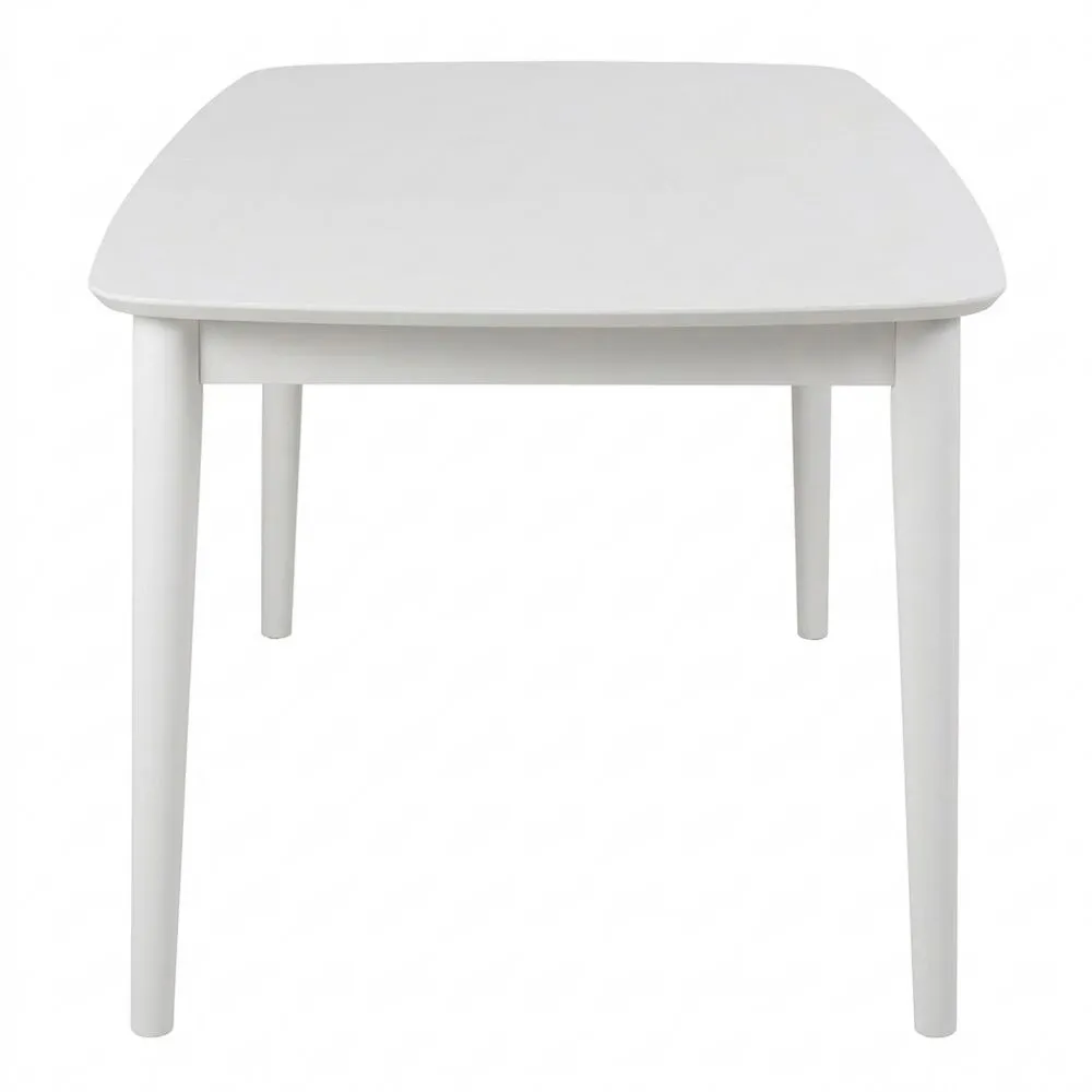 Ausziehbarer Esstisch für 6 Personen, rechteckig, weiß, runde Beine