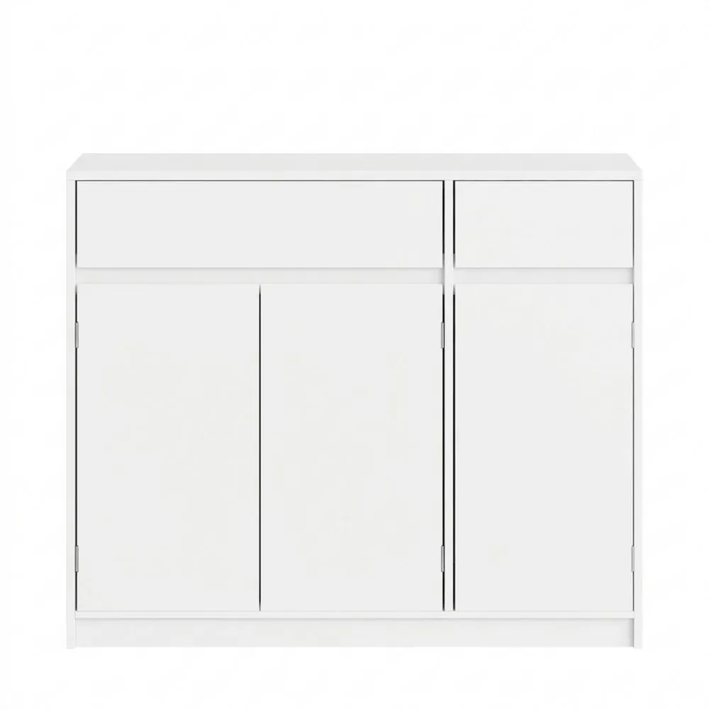 Moderner Aufbewahrungsschrank mit Schubladen und Türen, Weiß, 33 x 100 x 81,5 cm