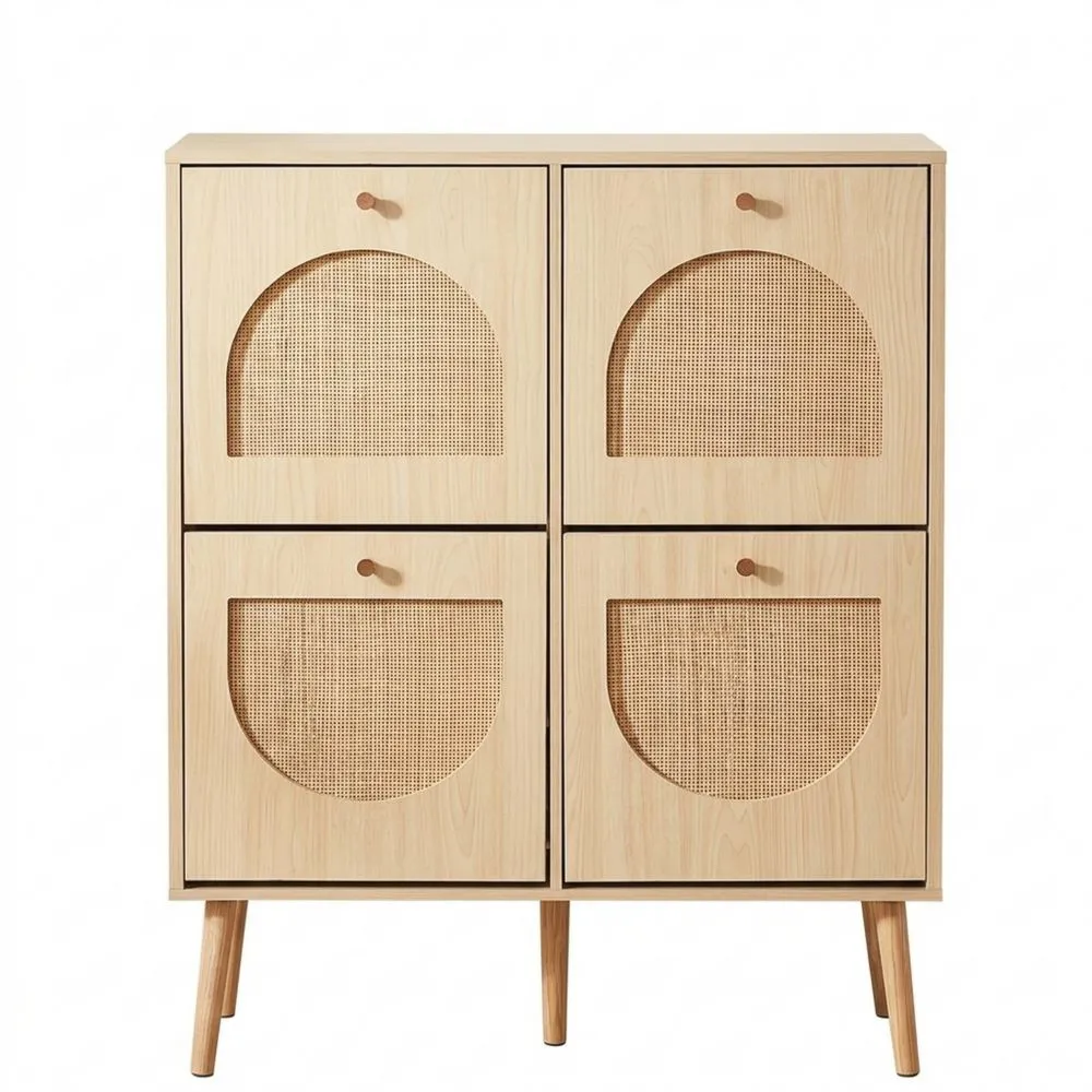 Schmaler Schuhschrank mit Verstellbaren Klappen aus Holz