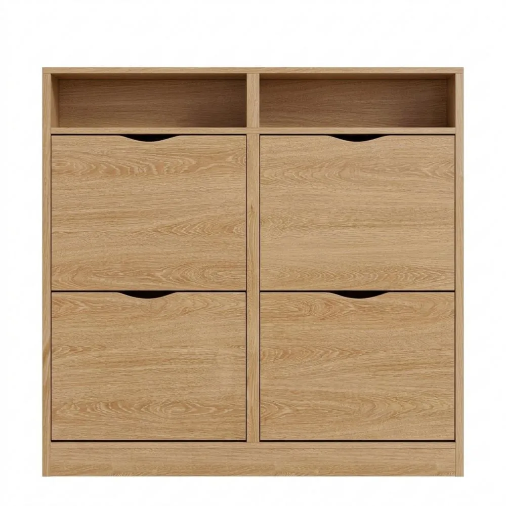 Schmaler Schuhschrank mit 4 Klappen für Flur und Garderobe