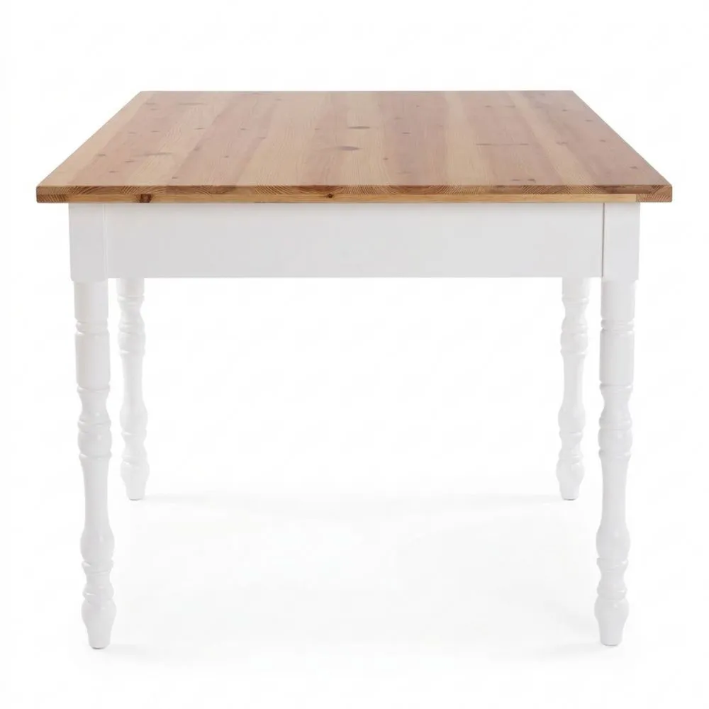 Moderner Esstisch für Innen- und Außenbereich, Maße 80 x 70 x 120 cm, Holz, Braun/Weiß