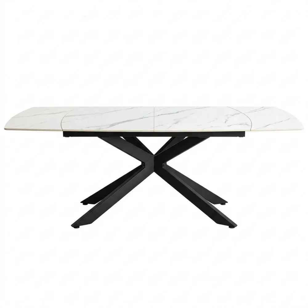 Ausziehbarer Esstisch mit Keramikplatte und Metallgestell