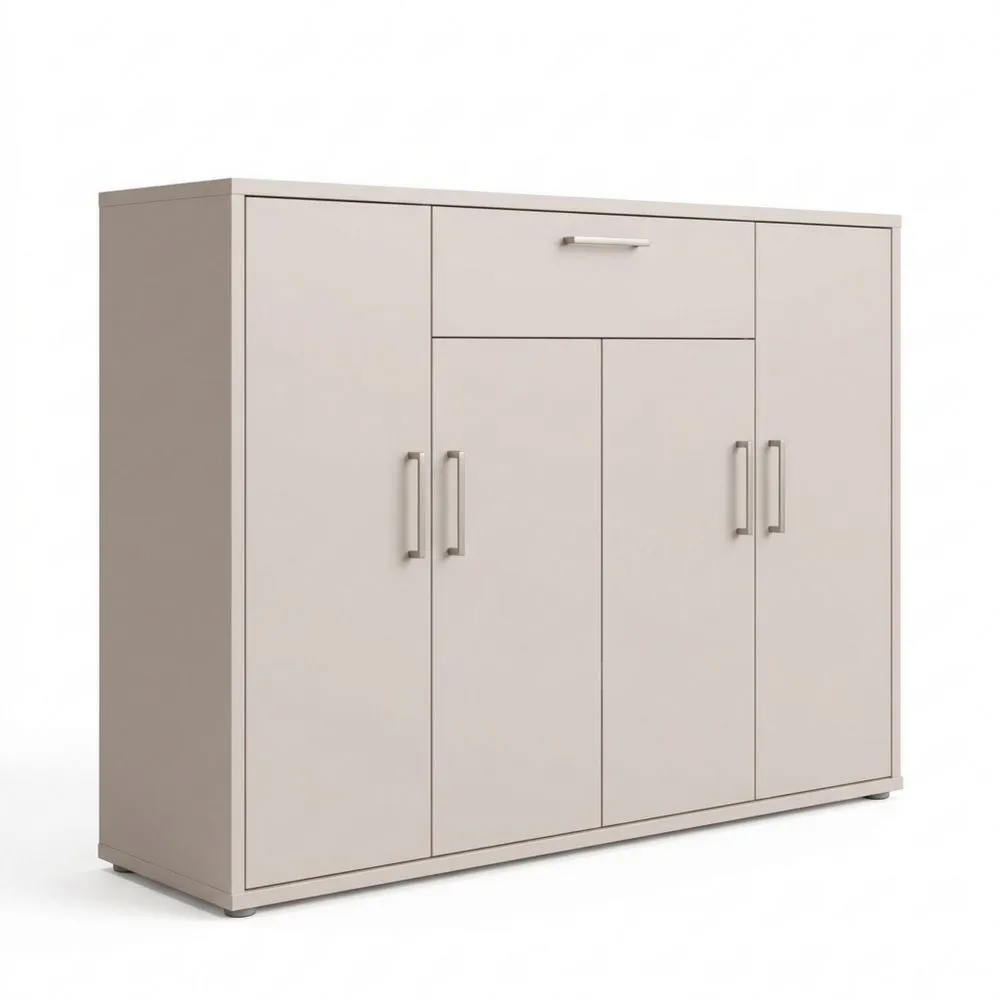 Moderner Schuhschrank mit viel Stauraum, 4-türig, 1 Schublade, Kaschmir Beige