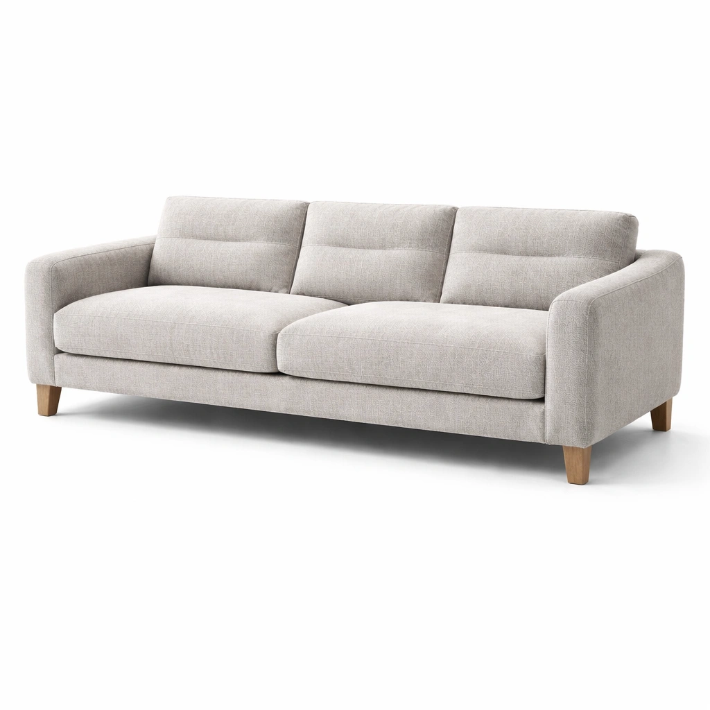 Sofá de tela poliester gris de tres plazas-HOMNIVO