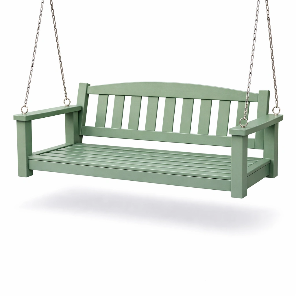 Columpio de porche de madera verde para exterior-HOMNIVO