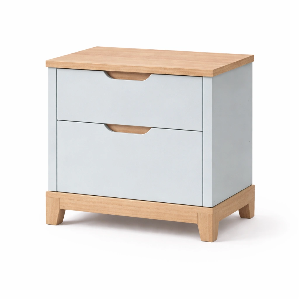 Mesita de noche de mdf y madera con cajones 45x35x50 cm-HOMNIVO