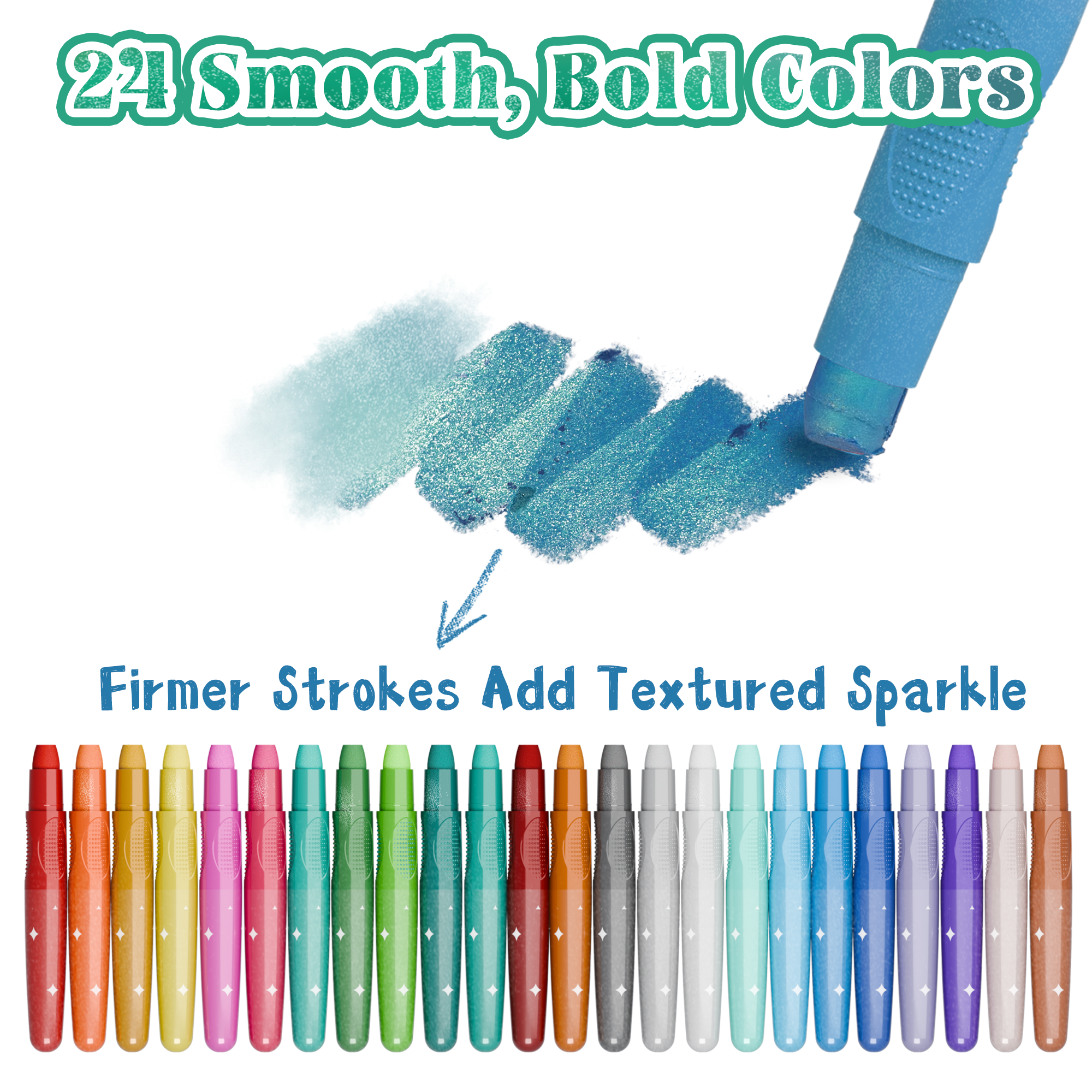Rainbow Sparkle Metallic Watercolor Gel Crayons, Glitter Twistable Crayons for Toddlers, Non-Toxic, Hands Cleand, Washable, Coloring Gifts for Boys and Girls