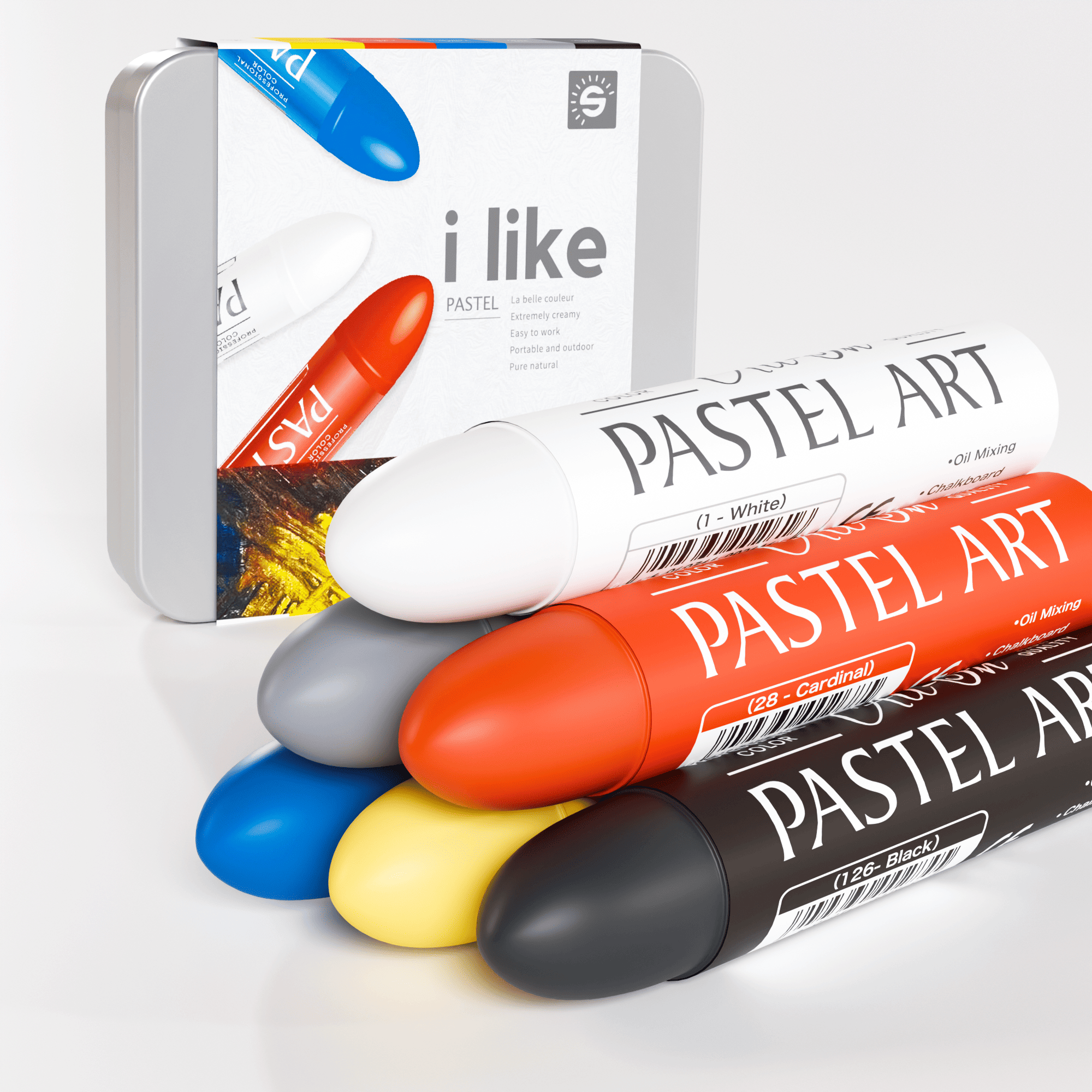 6 Pack Jumbo Oil Pastels Set (14 x 84 mm), Soft Oil Pastels with Vibrant Colors, Great Blending and Layering, Pastel Crayons for Professional Artists and Hobbyists