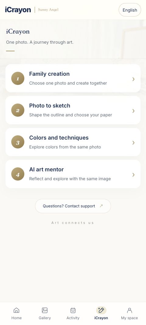 iCrayon English App: drawing and AI tools