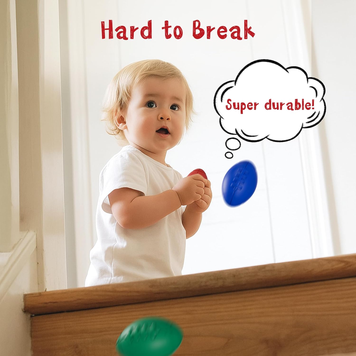 Jumbo Crayons, Football Big Crayons for Toddlers and Babies, 6 Colors, Unbreakable, Non-Toxic, Easy Grip for Small Hands, No Mess Coloring, Baby Learning Gifts