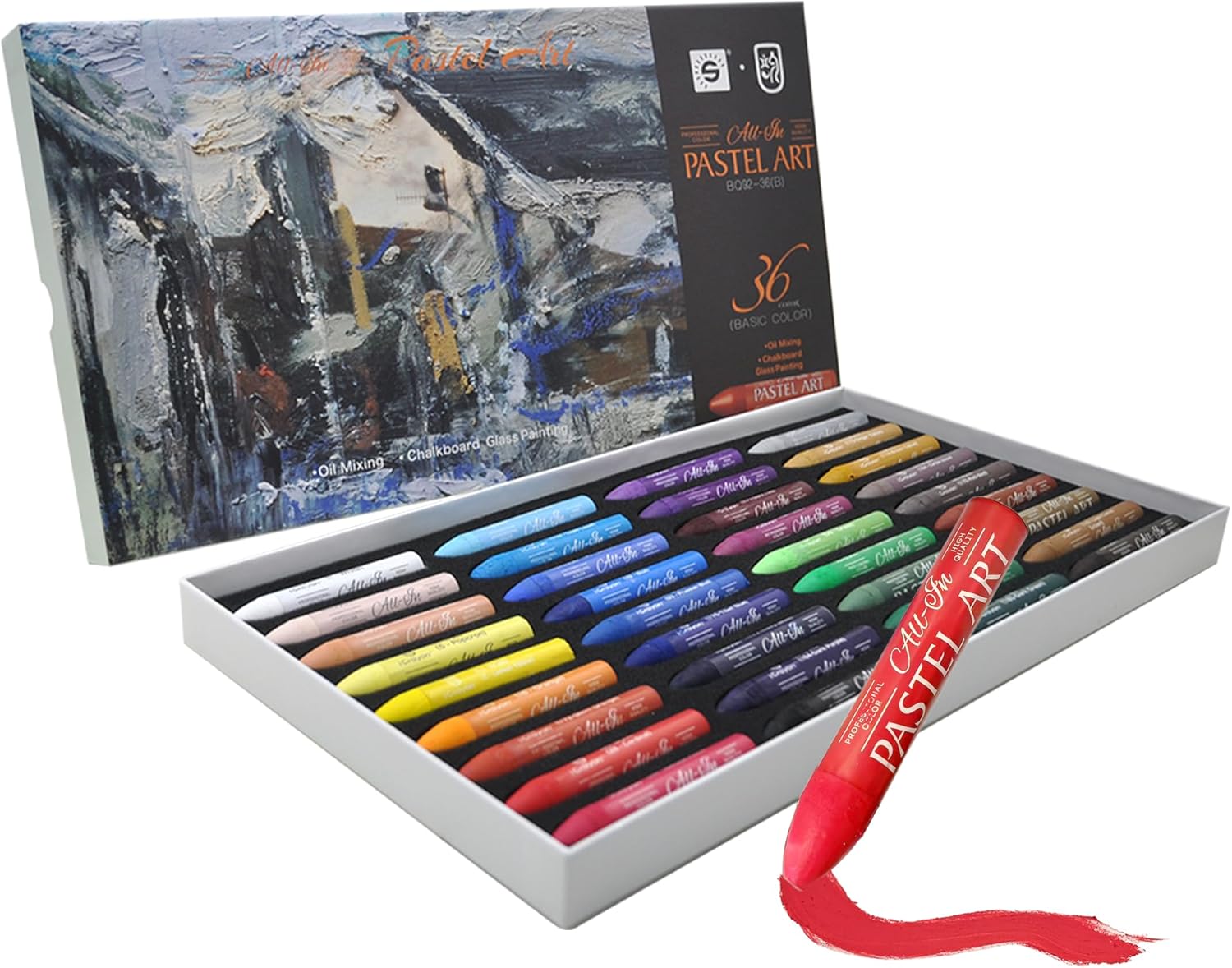 iCrayon Professional Oil Pastels Set – 36 Classic Colors, Rich Pigment & Smooth Blending, Artist-Grade Oil Pastels for Drawing, Sketching & Fine Art