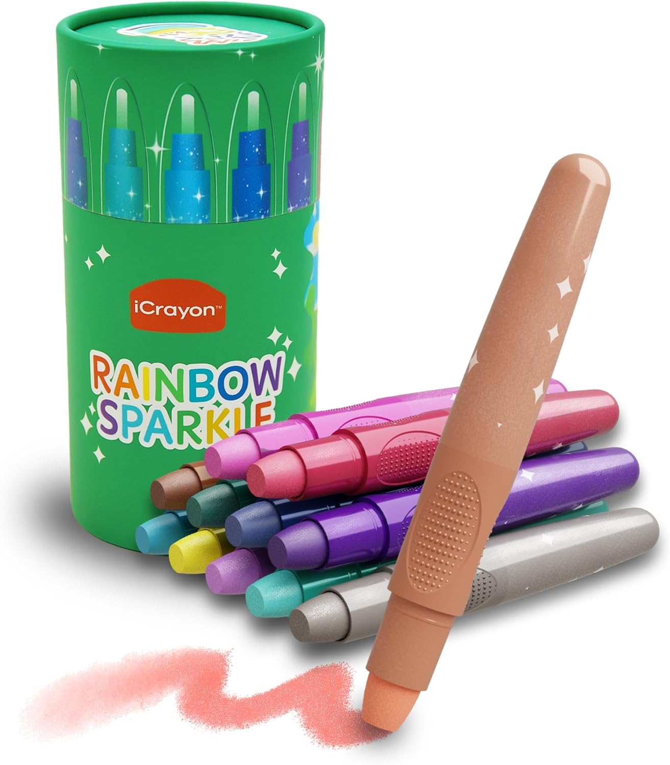 12 Colors Rainbow Sparkle Metallic Watercolor Gel Crayons, Glitter Twistable Crayons for Toddlers, Non-Toxic, Hands Cleand, Washable, Coloring Gifts for Boys and Girls