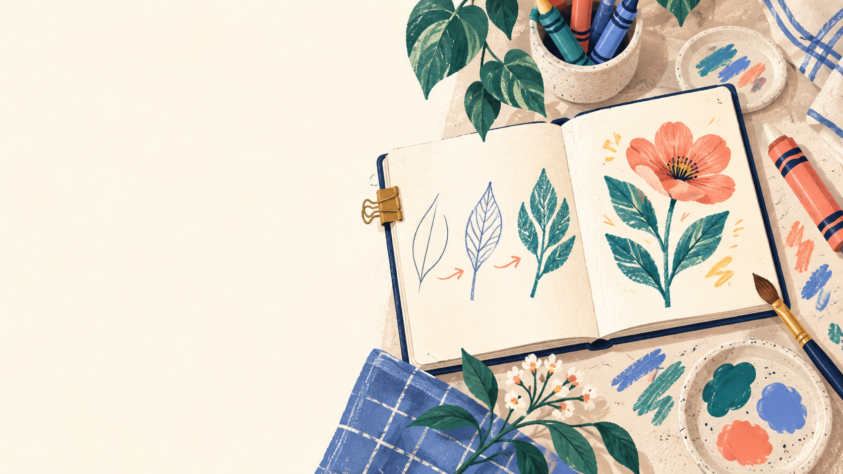 Illustrated sketchbook showing a drawing practice