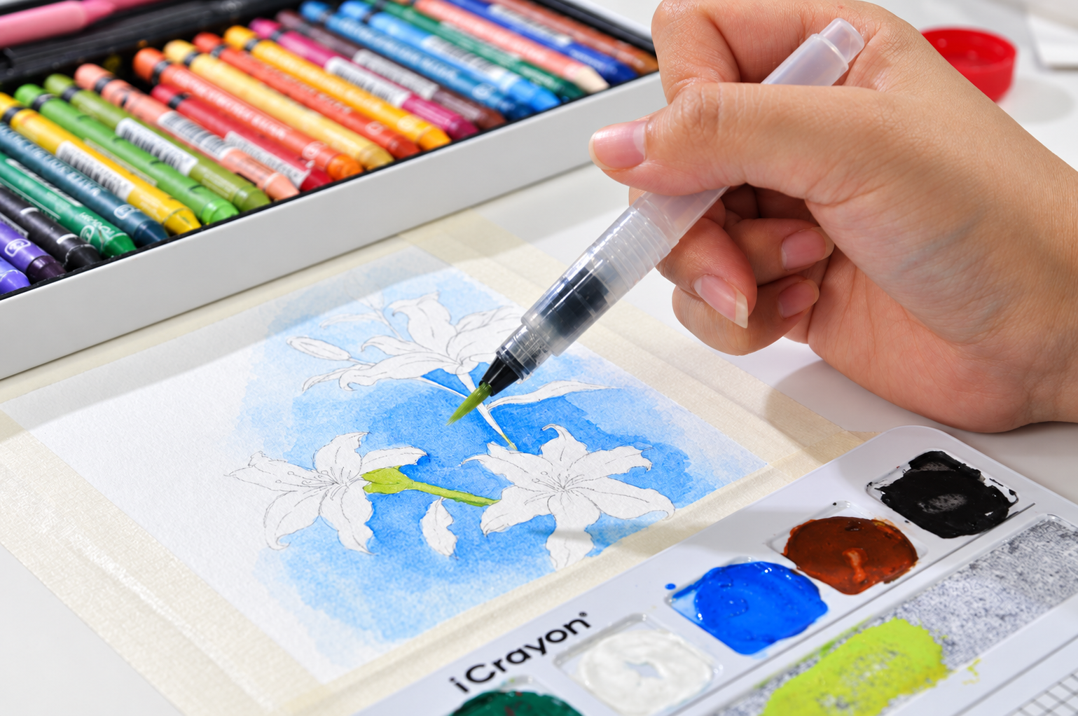 A creator demonstrating painting with iCrayon