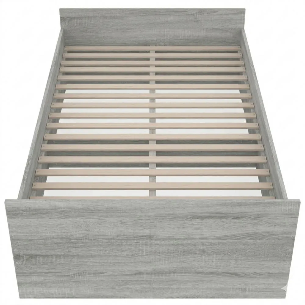 Einzelbett mit Lattenrost und Schubladen, 90x190cm, Grau Sonoma, Gästebett für Schlafzimmer