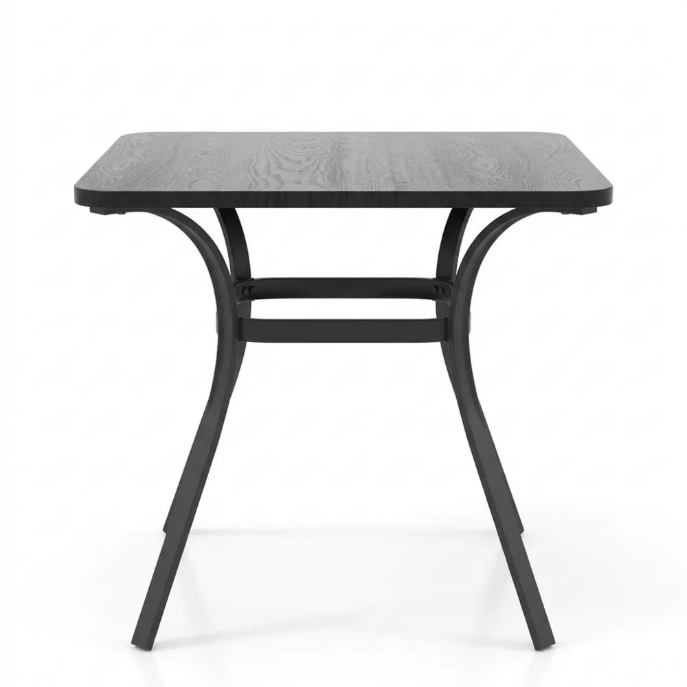 Moderner Outdoor-Gartentisch aus Metall, 80x80x73 cm, für Terrasse und Balkon, grau