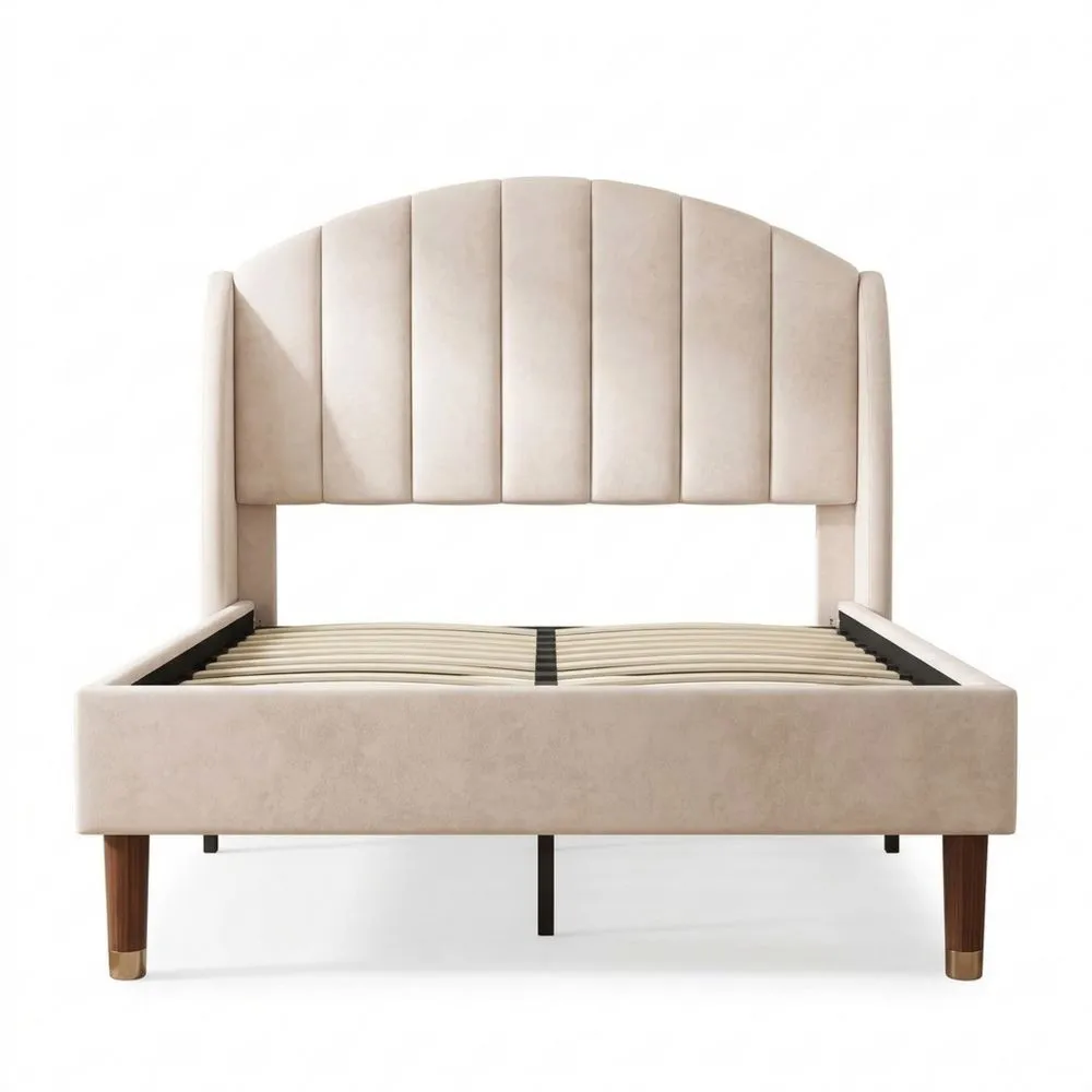 Bequemes Stauraumbett 90x200cm mit Lattenrost und Kopfteil, Samtstoff