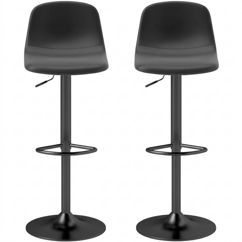 Höhenverstellbare Barhocker mit Rückenlehne aus Kunstleder