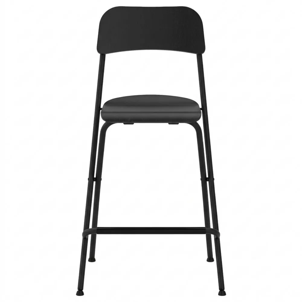 Klappbarer Barhocker mit Rückenlehne in Schwarz