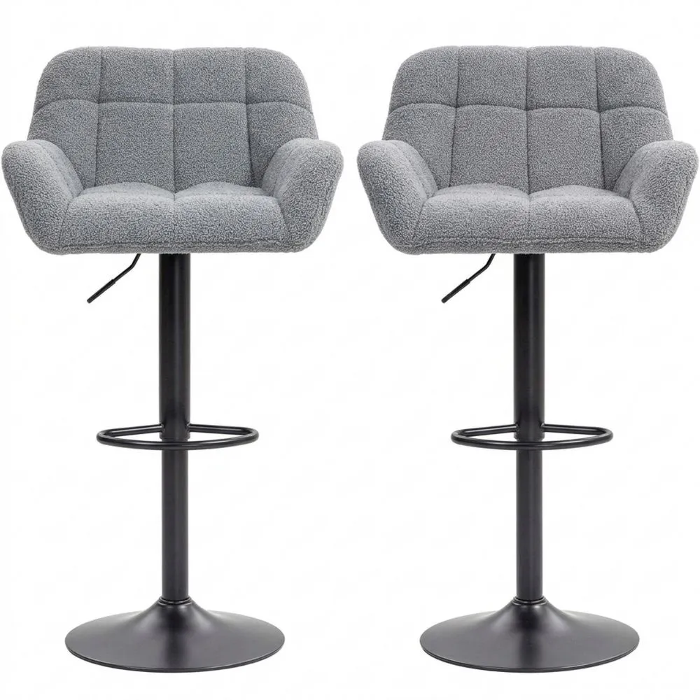 Höhenverstellbare Barhocker im 2er-Set mit 360° Drehung und Fleece-Optik