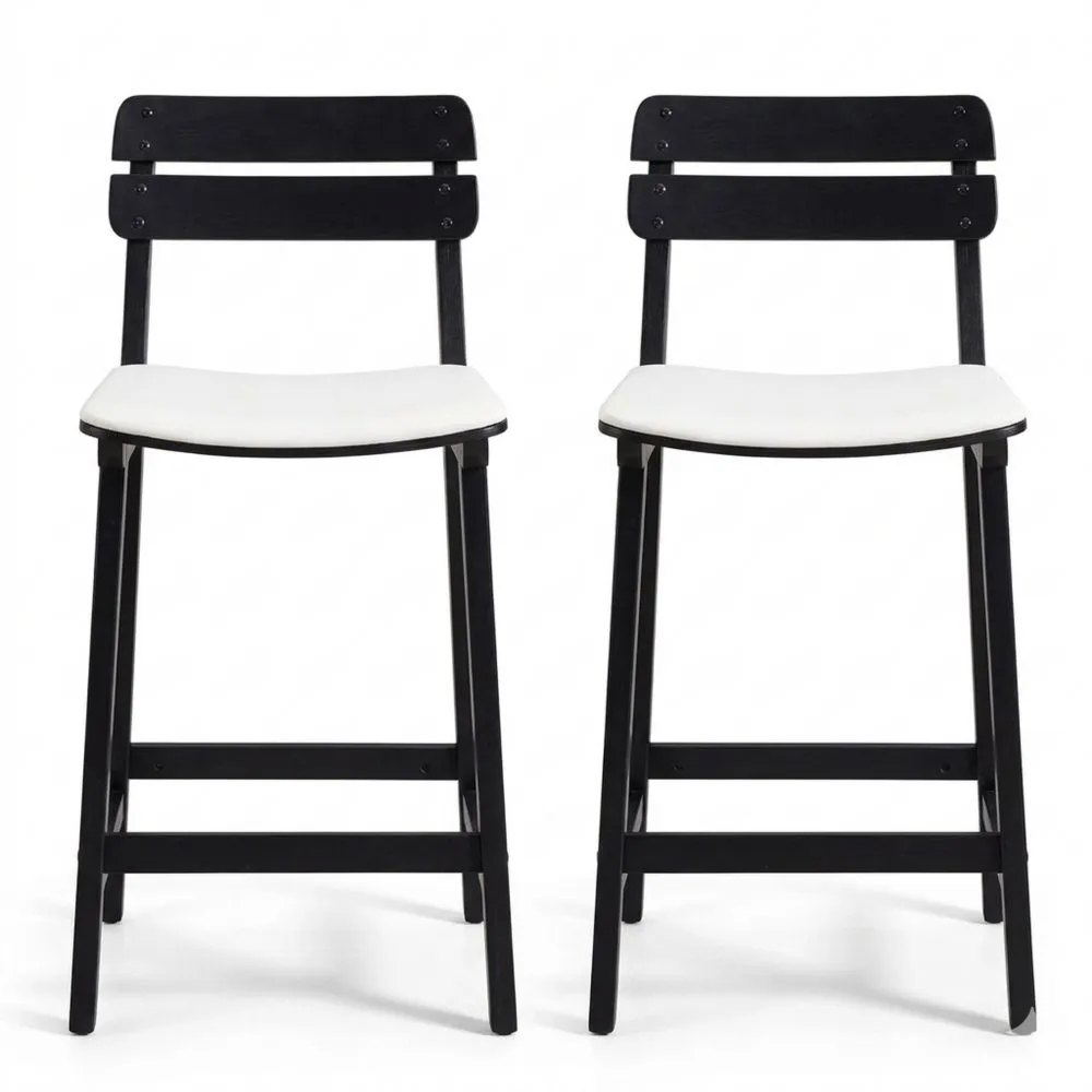 Elegante Barhocker aus Holz mit Lehne für Küche und Wohnzimmer, 2er Set