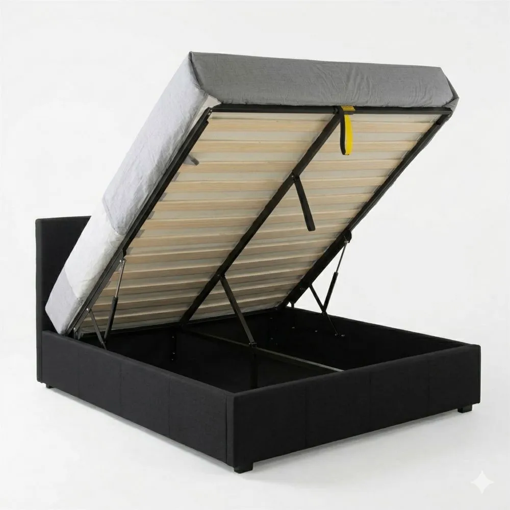 Polsterbett 140x200 cm mit Stauraum und hydraulischem Hebemechanismus