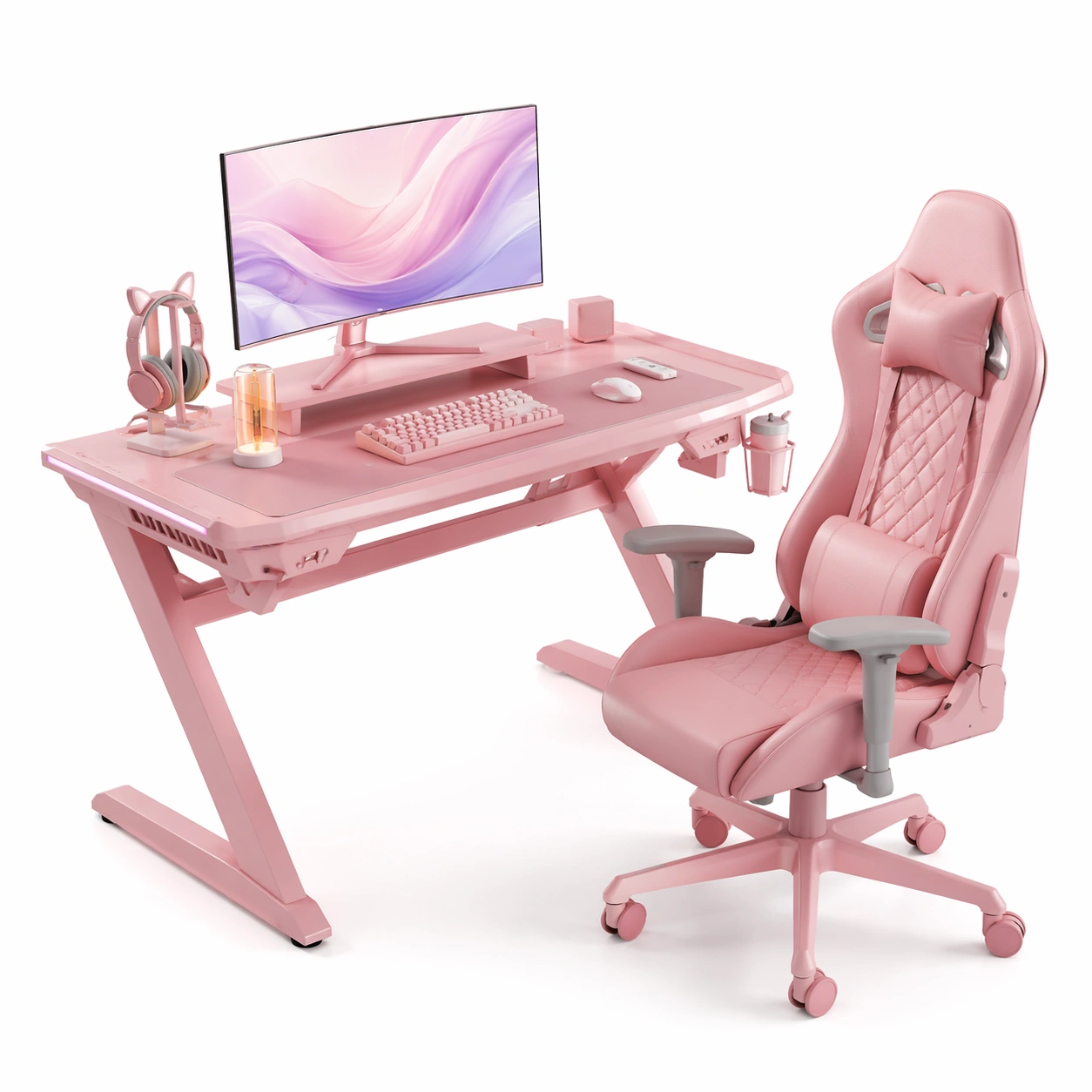 Gaming Tisch Set Rosa 140 cm