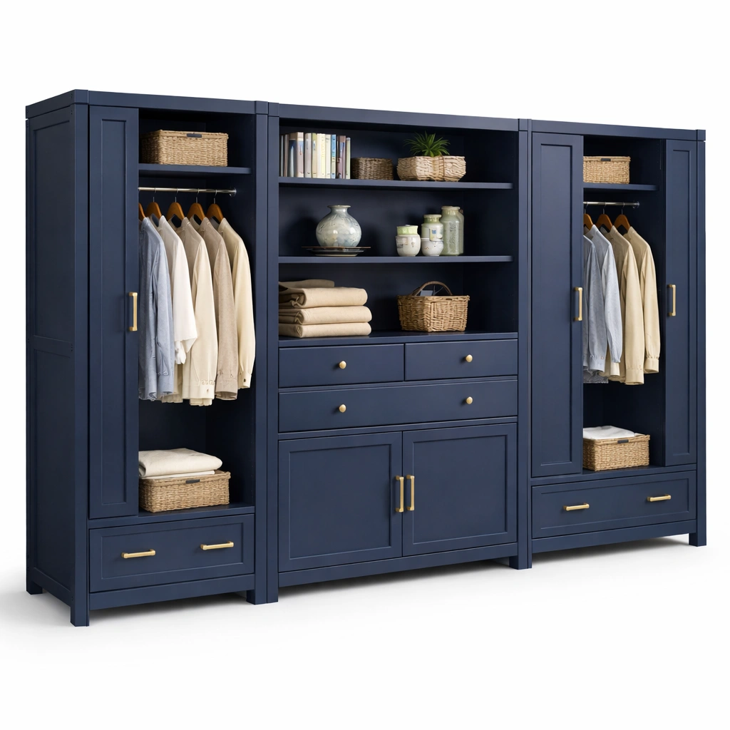 Kleiderschrank System Blau 300 cm