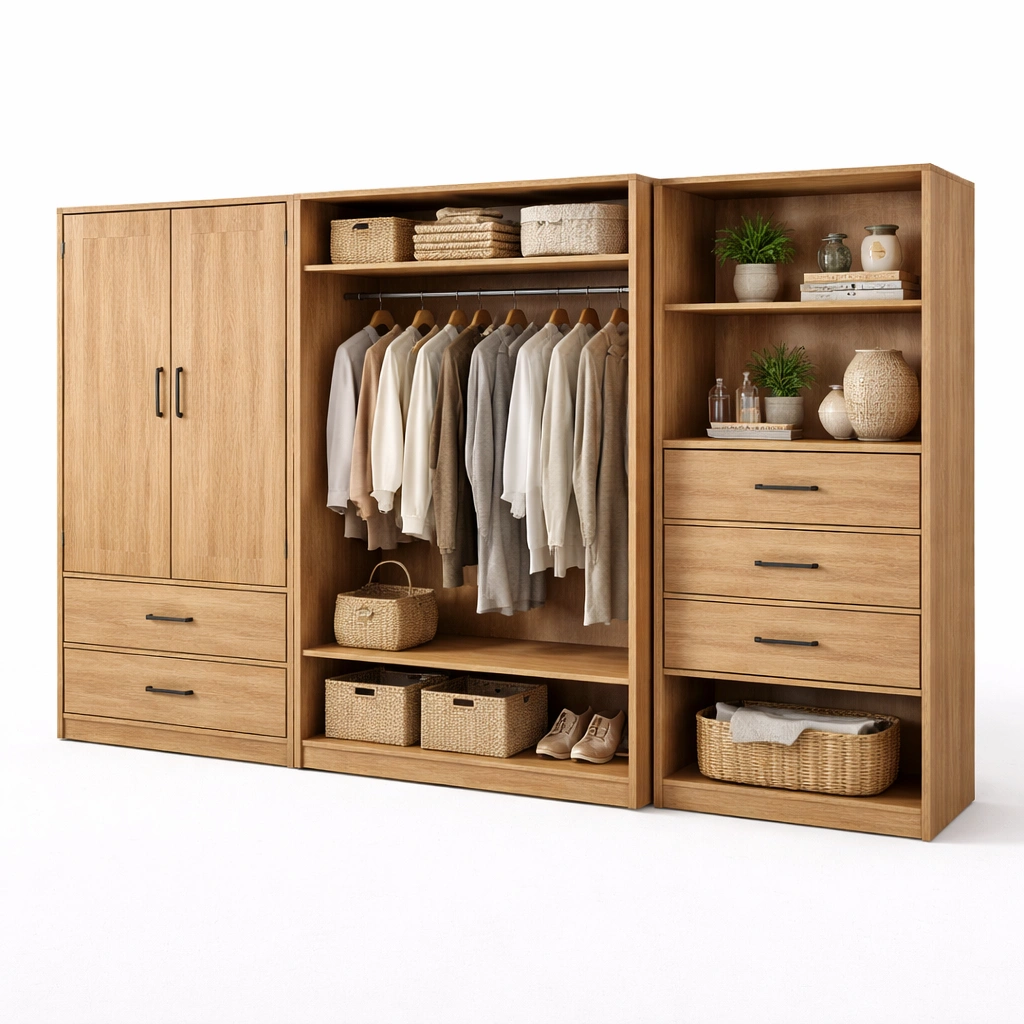 Kleiderschrank System Holz Natur 280 cm