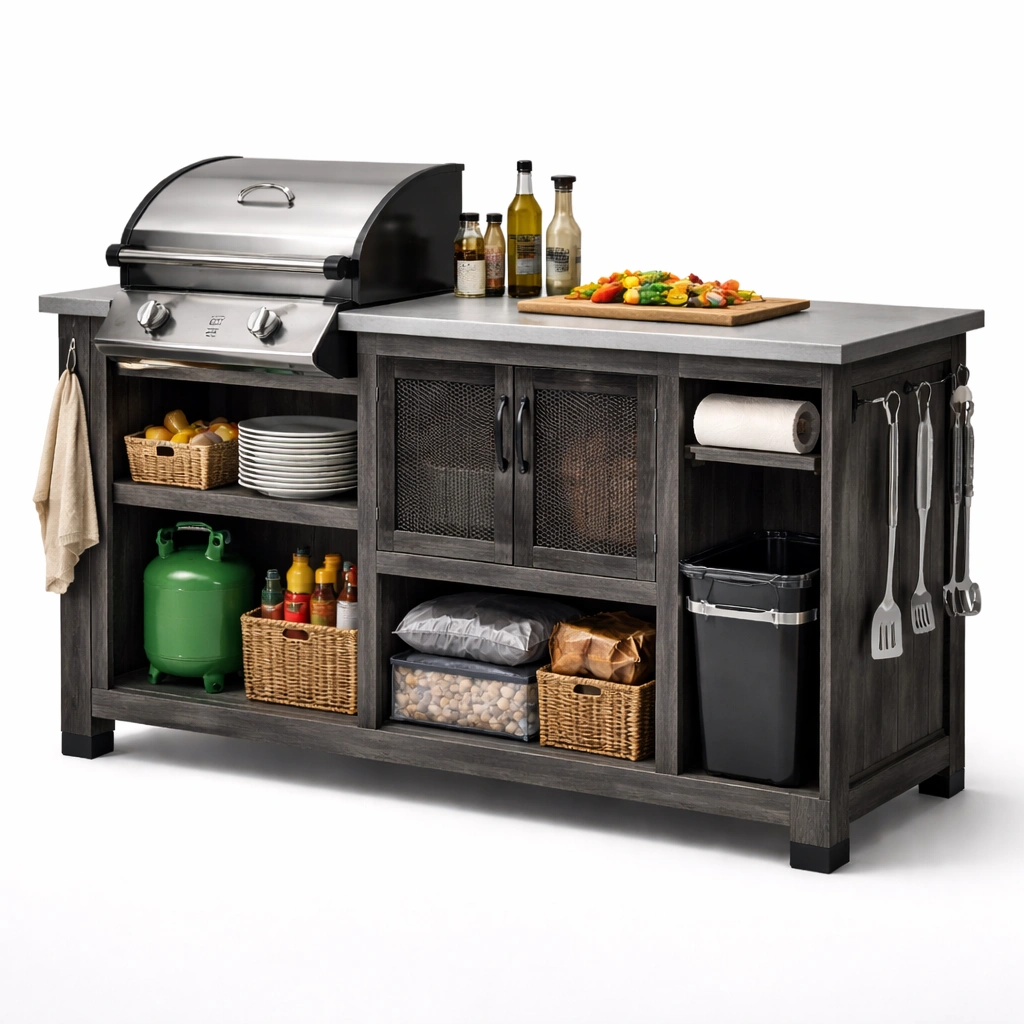 Outdoor Grillstation Dunkelgrau 180 cm