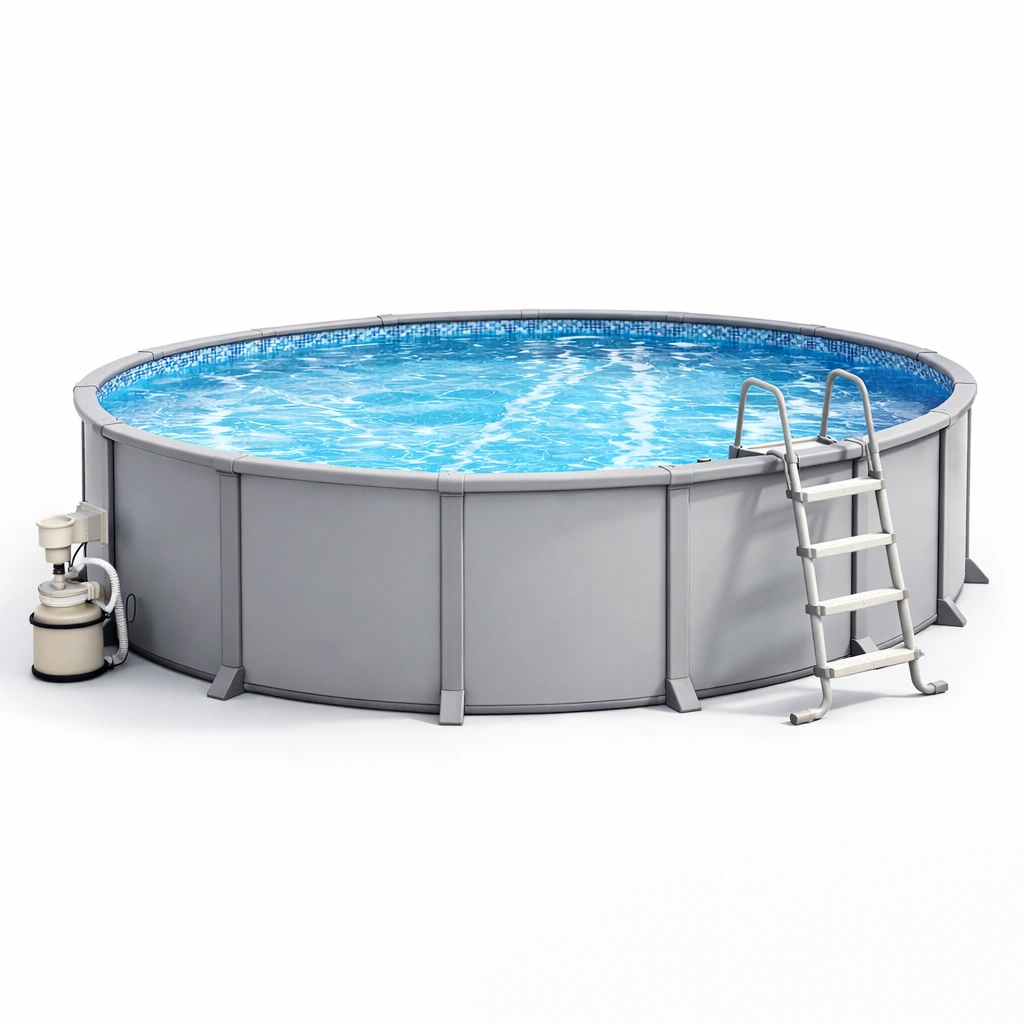 Rundpool Grau Stahlrahmen 360 cm