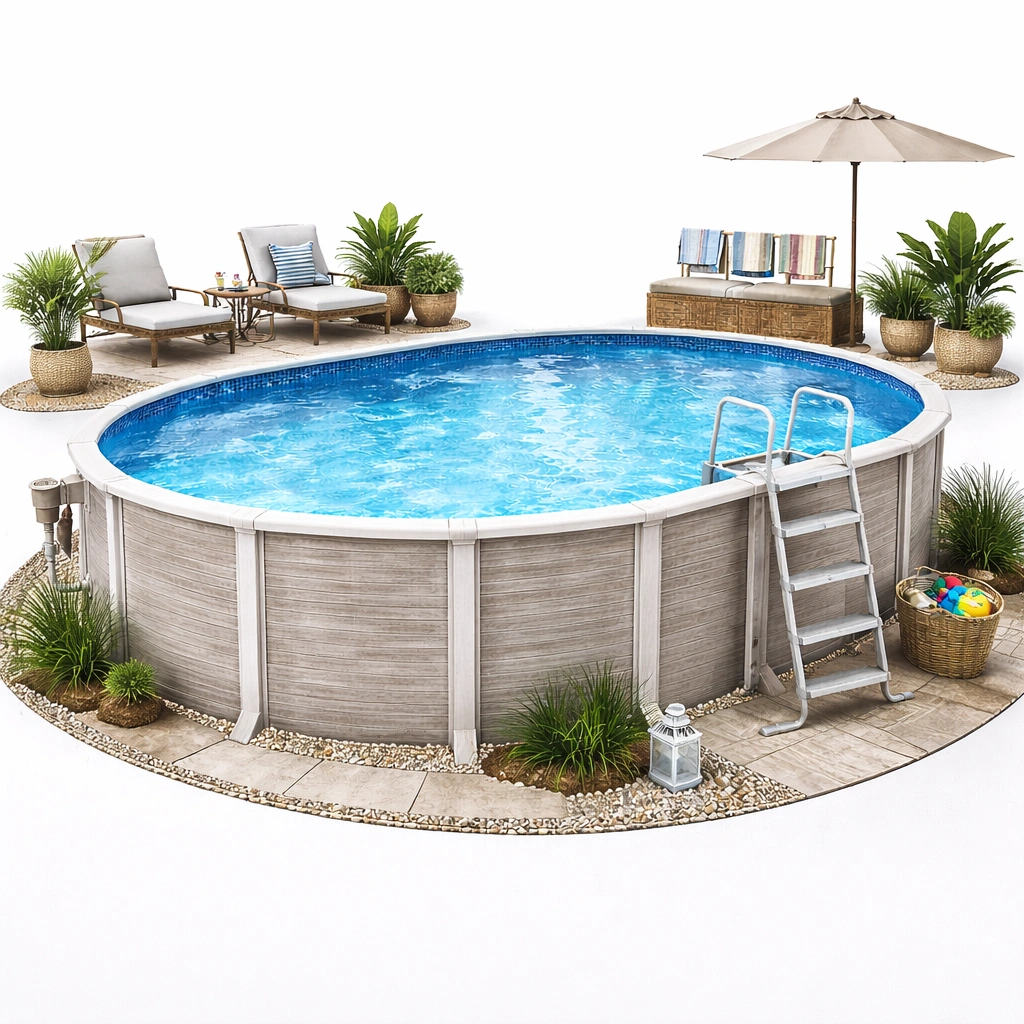 Rundpool Hellgrau Holzoptik 400 cm