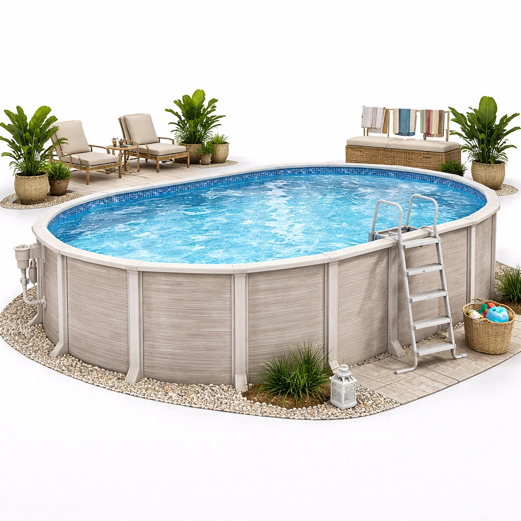 Rundpool Beige Holzoptik 420 cm