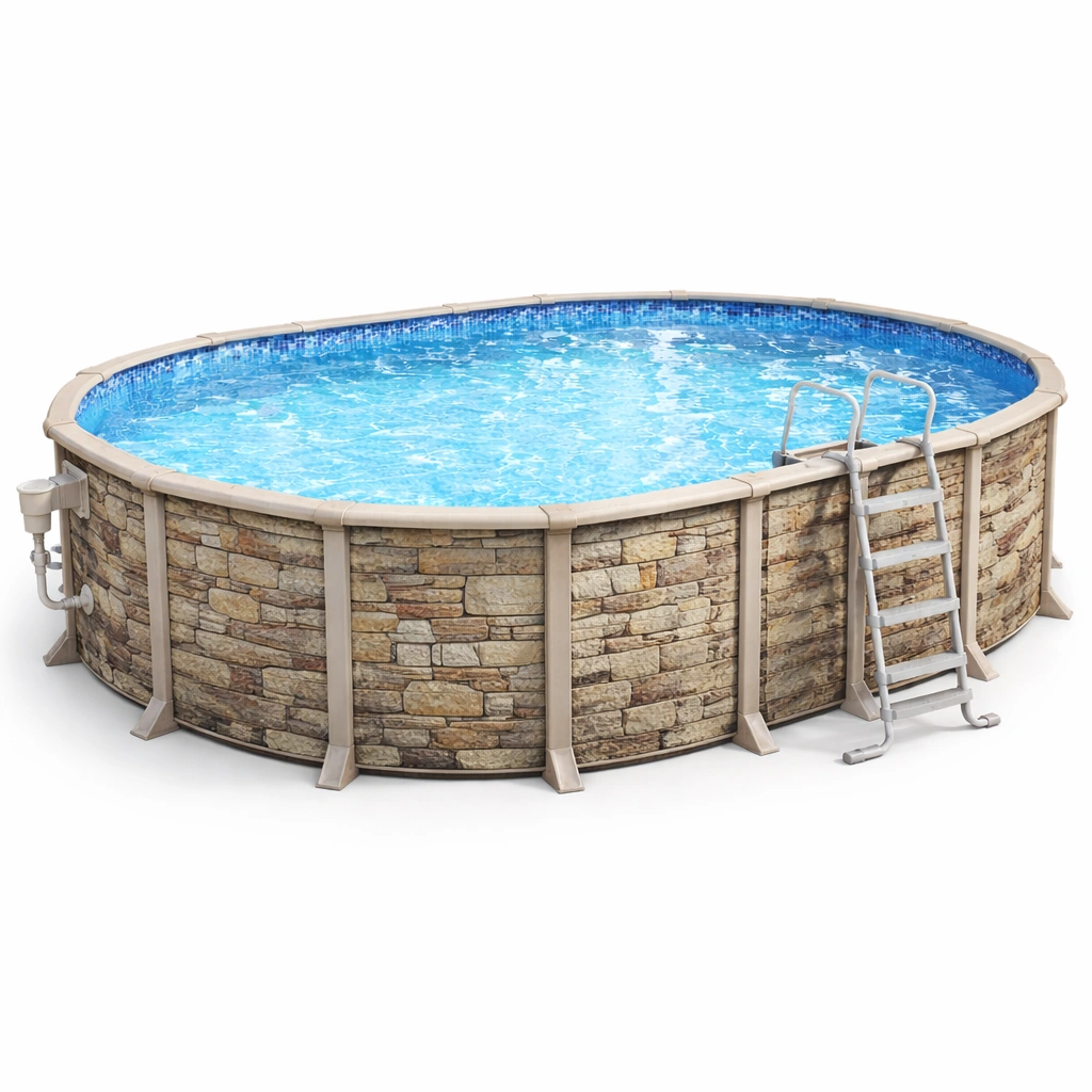 Rundpool Steinoptik Beige 400 cm