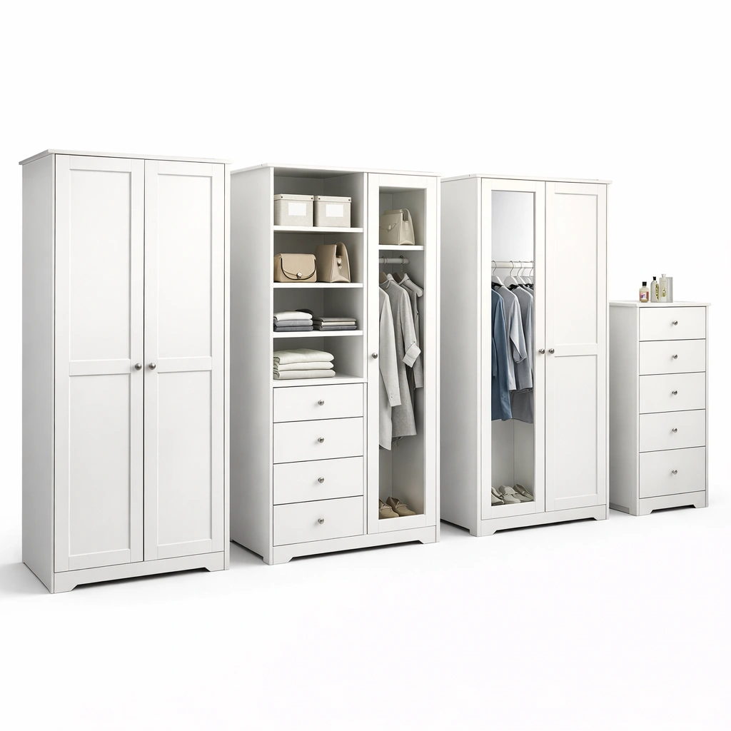 Kleiderschrank Set Weiss 4 Teilig 200 cm