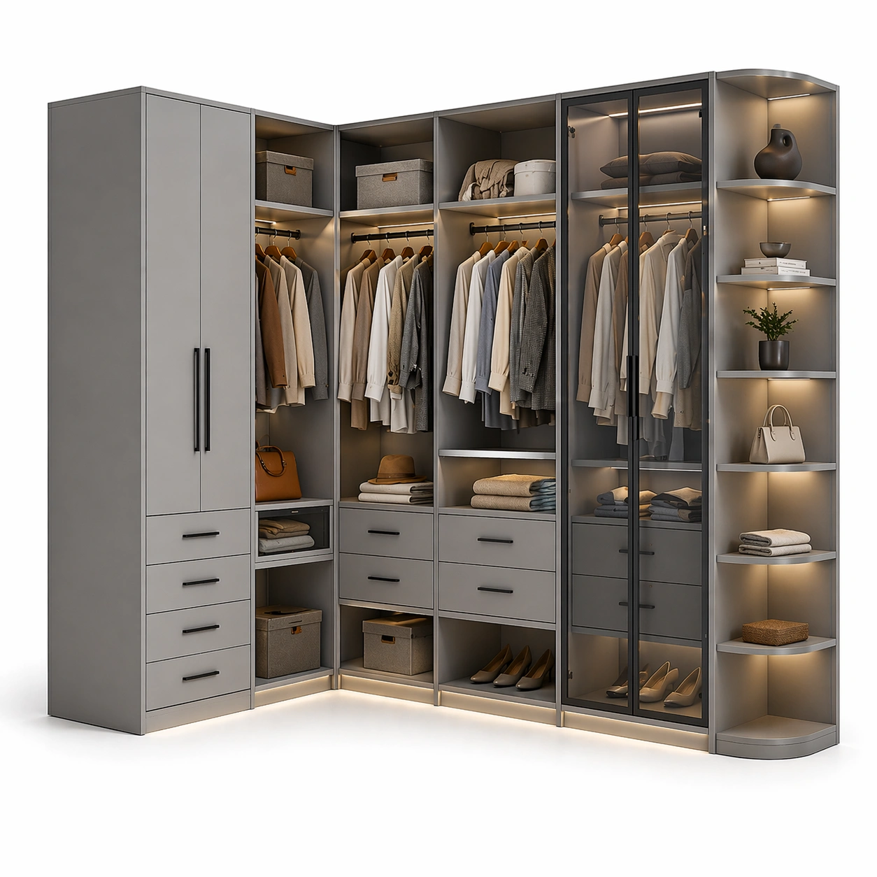 Kleiderschrank System Grau Modern 260 cm