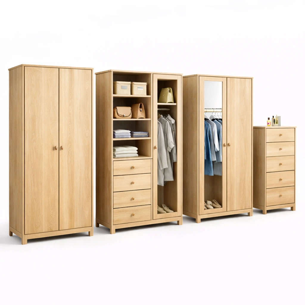 Kleiderschrank Set Holzoptik Natur 200 cm