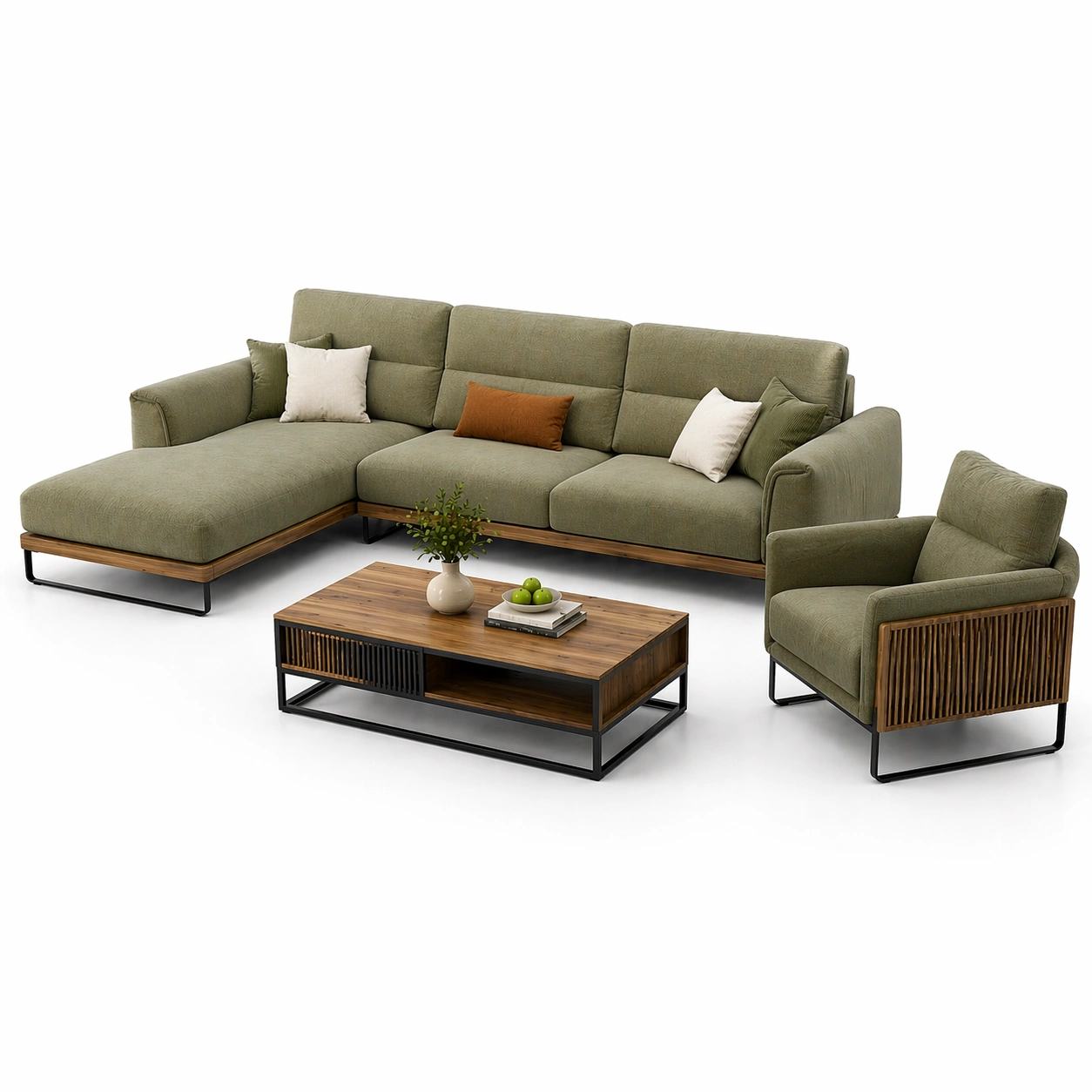 Garten Sofa Set Gruen Modern 3 Teilig