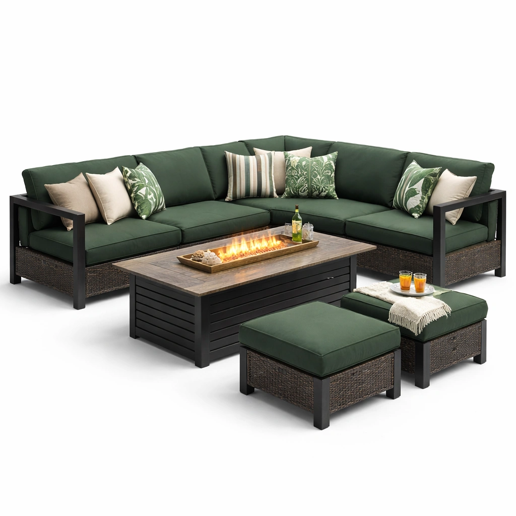 Garten Lounge Set Gruen Metall Rattan Mix